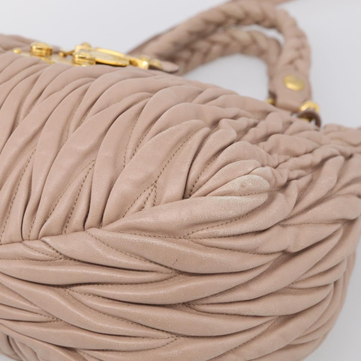 Miu Miu Matelasse Hand Bag Leather 2way Pink Gold Auth 214932A