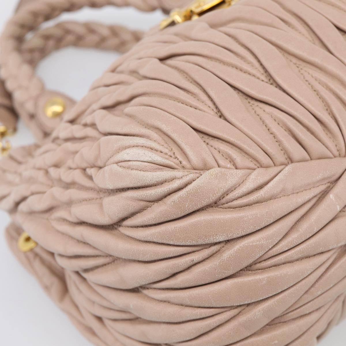 Miu Miu Matelasse Hand Bag Leather 2way Pink Gold Auth 214932A