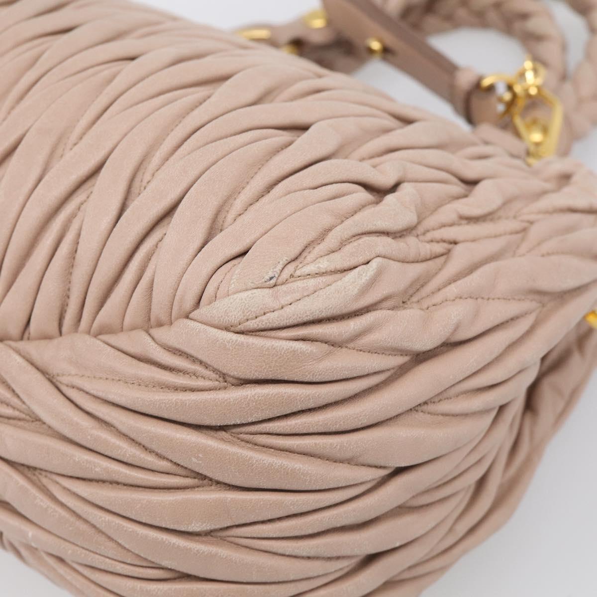 Miu Miu Matelasse Hand Bag Leather 2way Pink Gold Auth 214932A
