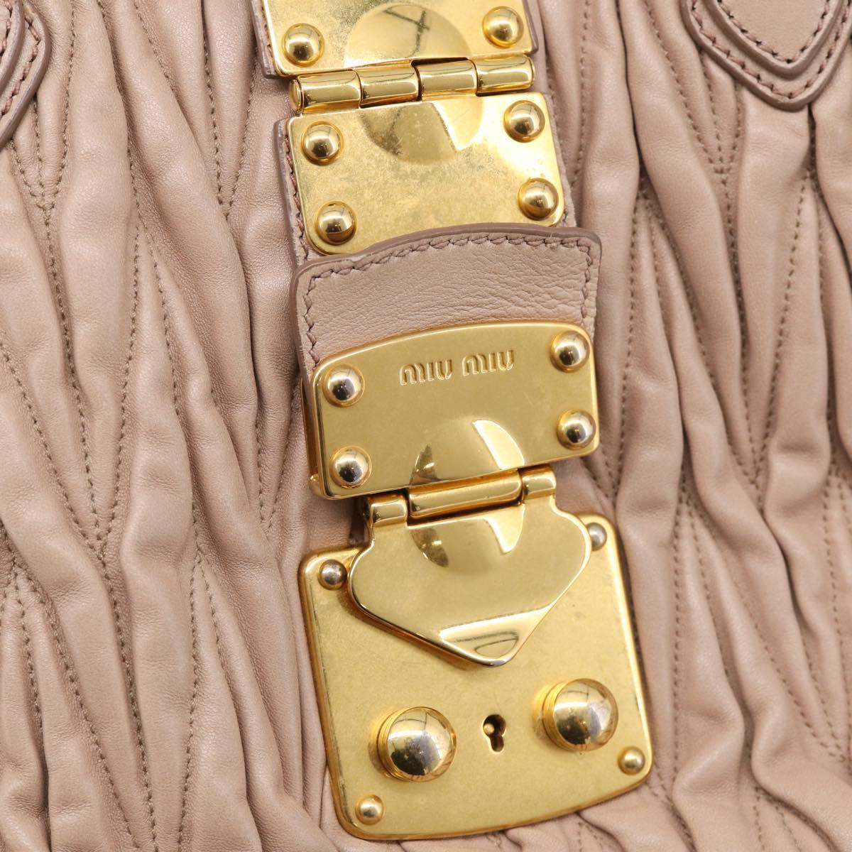 Miu Miu Matelasse Hand Bag Leather 2way Pink Gold Auth 214932A
