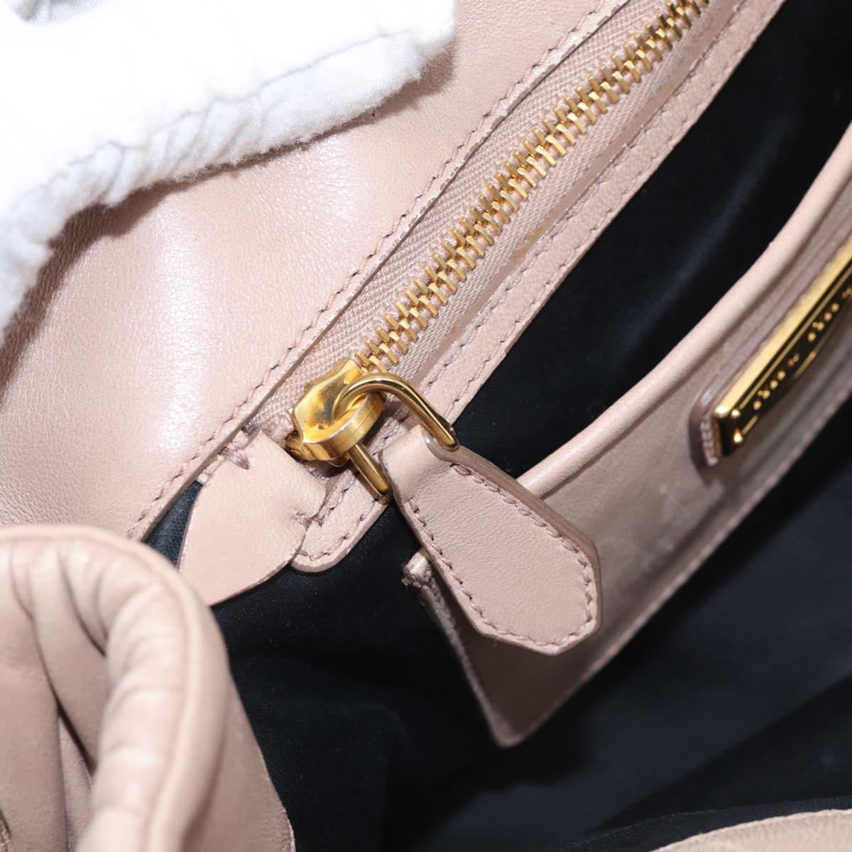 Miu Miu Matelasse Hand Bag Leather 2way Pink Gold Auth 214932A