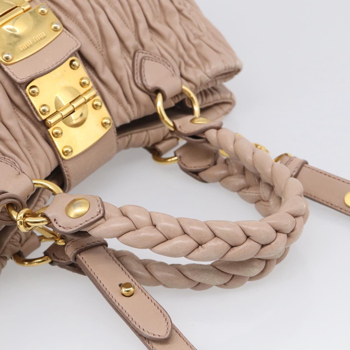 Miu Miu Matelasse Hand Bag Leather 2way Pink Gold Auth 214932A