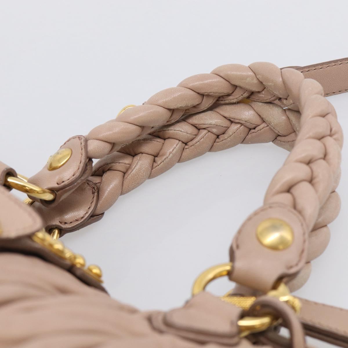 Miu Miu Matelasse Hand Bag Leather 2way Pink Gold Auth 214932A