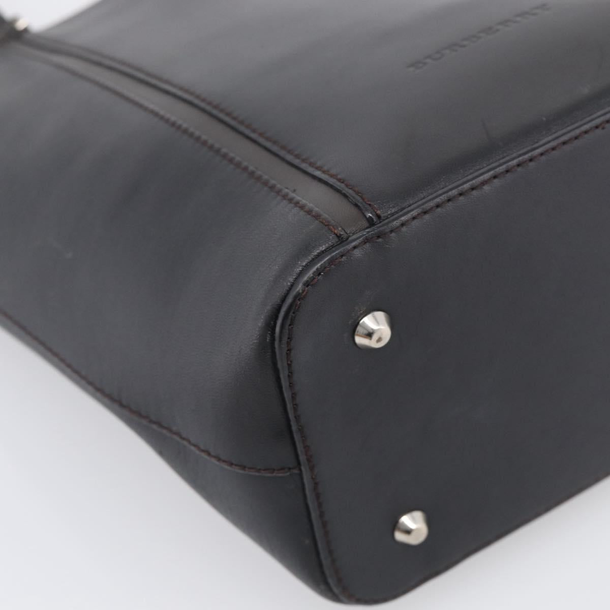 BURBERRY Tote Bag Leather Black Silver Auth 214935