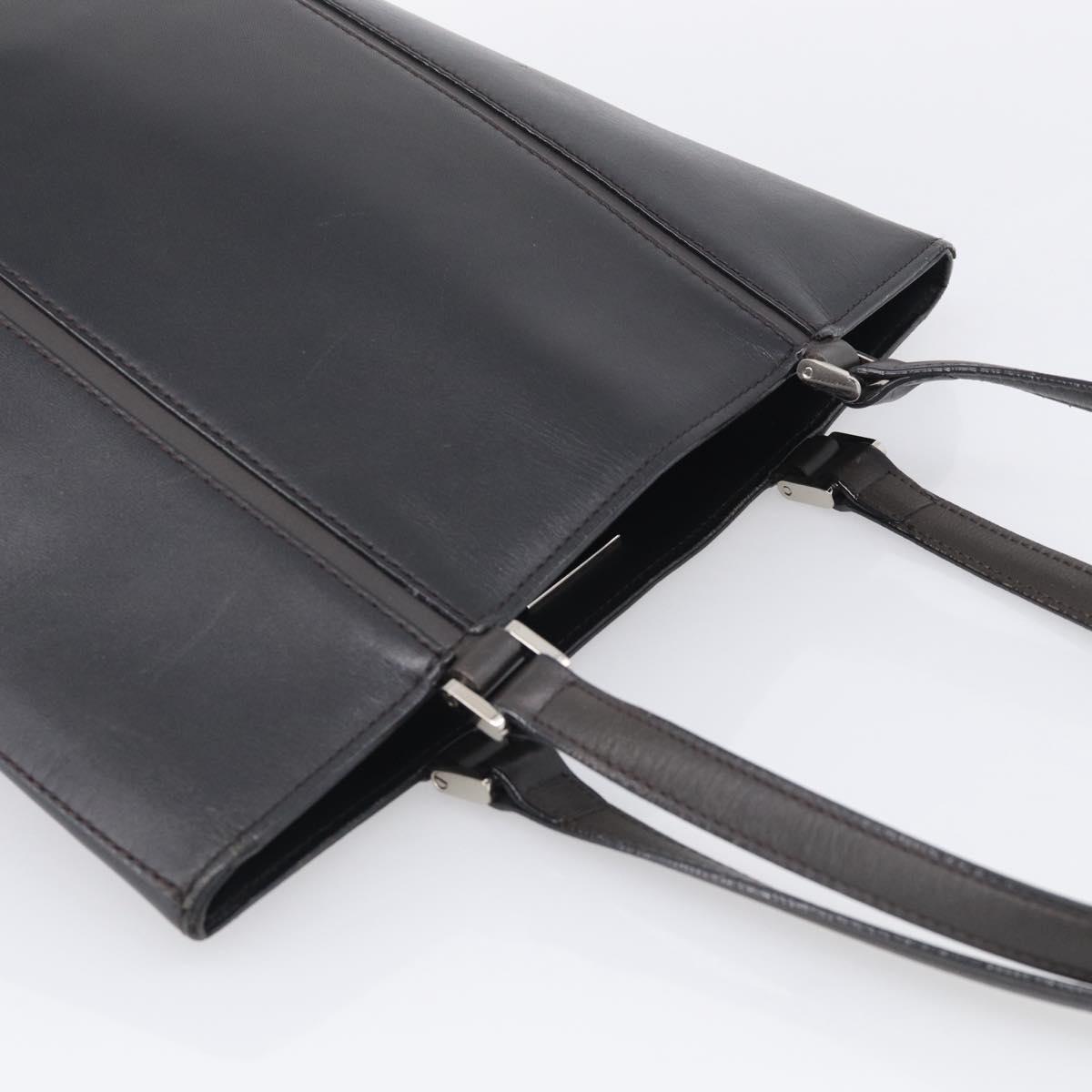 BURBERRY Tote Bag Leather Black Silver Auth 214935