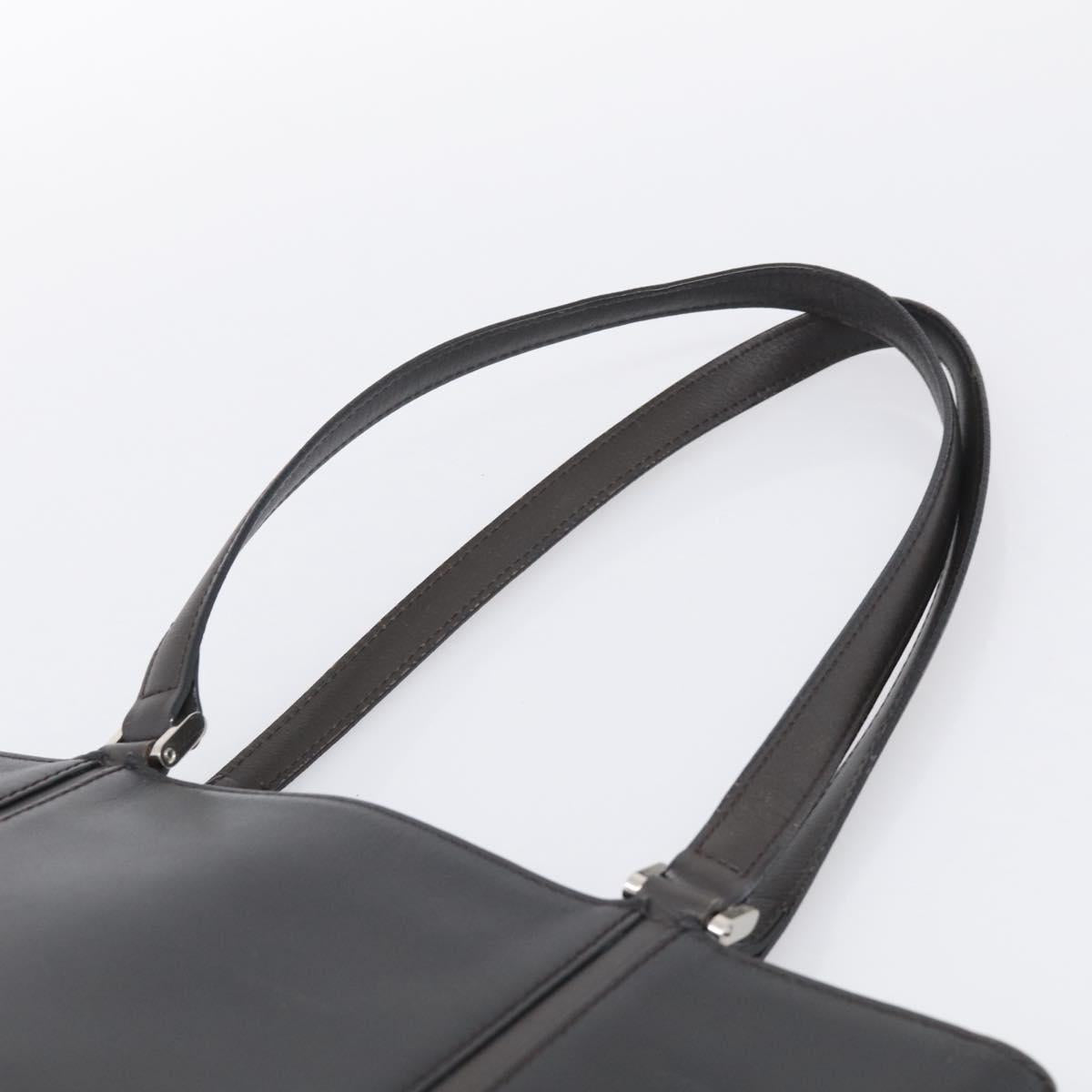 BURBERRY Tote Bag Leather Black Silver Auth 214935
