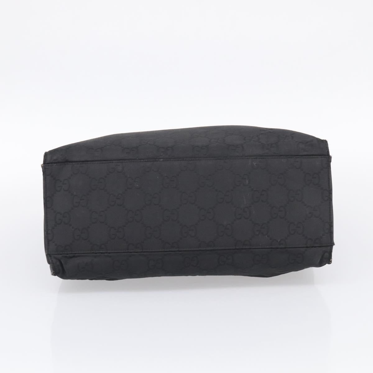GUCCI GG Canvas Bamboo Hand Bag Nylon Black Silver 002 1010 Auth 214937