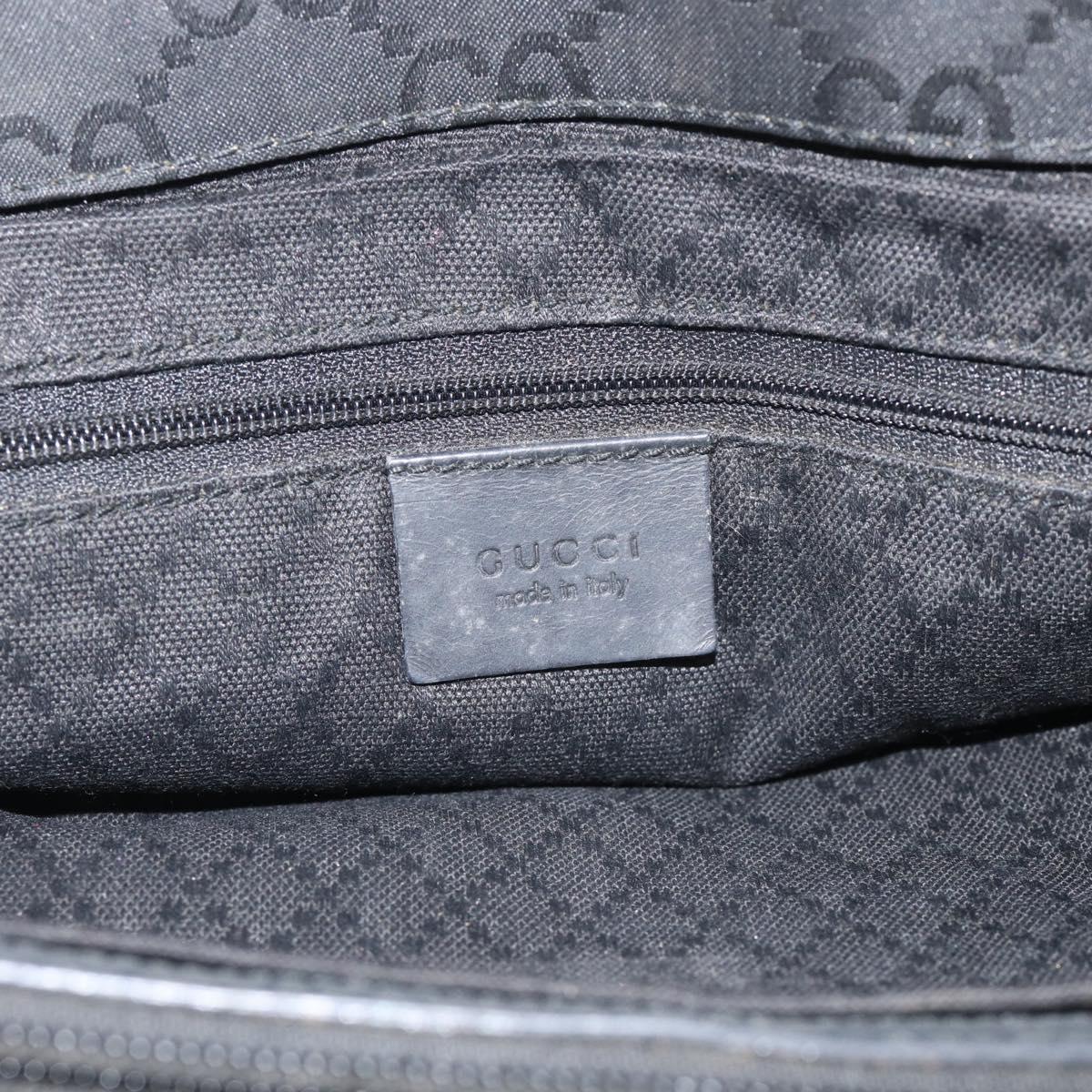 GUCCI GG Canvas Bamboo Hand Bag Nylon Black Silver 002 1010 Auth 214937