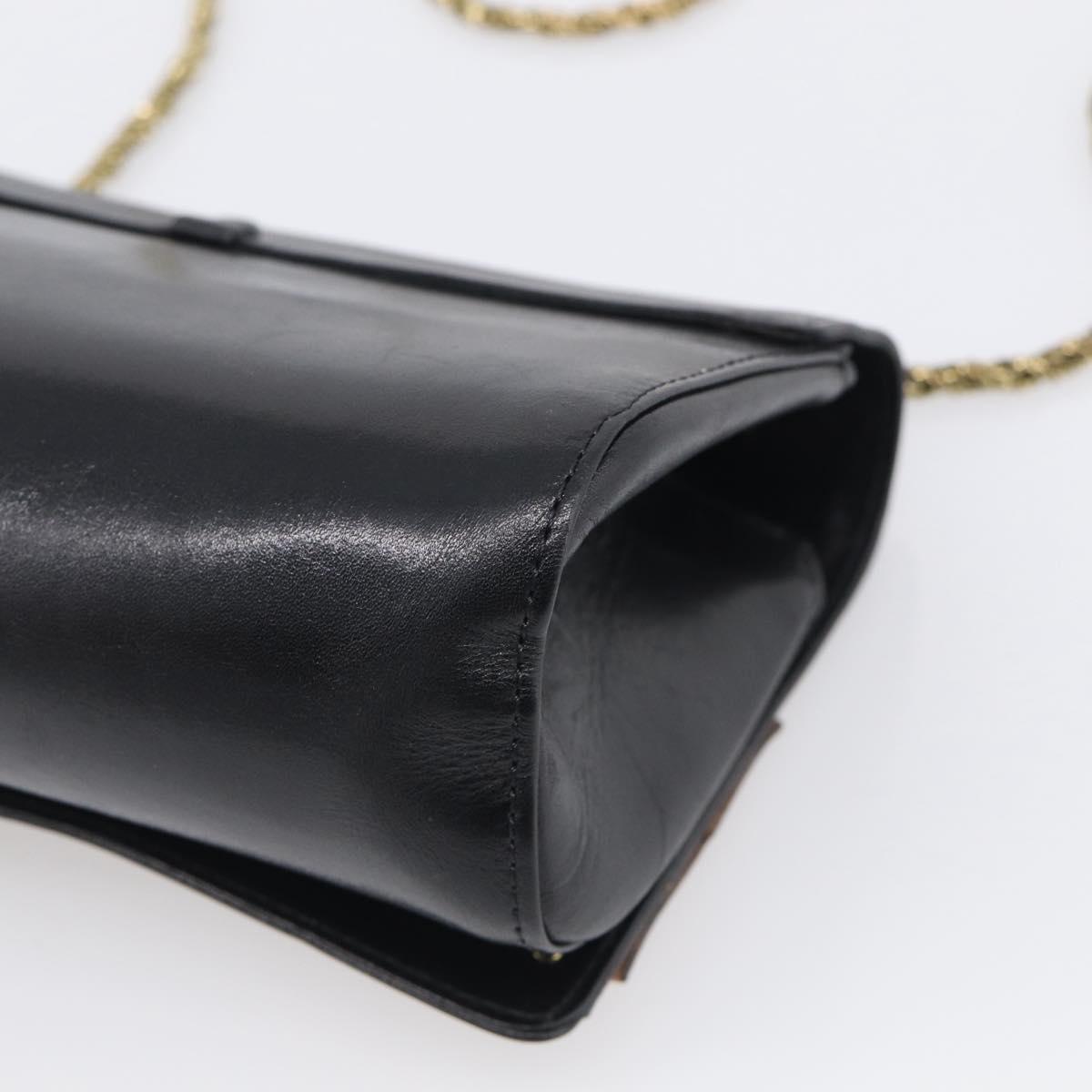 Chloe Chain Shoulder Bag Leather Black Gold Auth 214938A