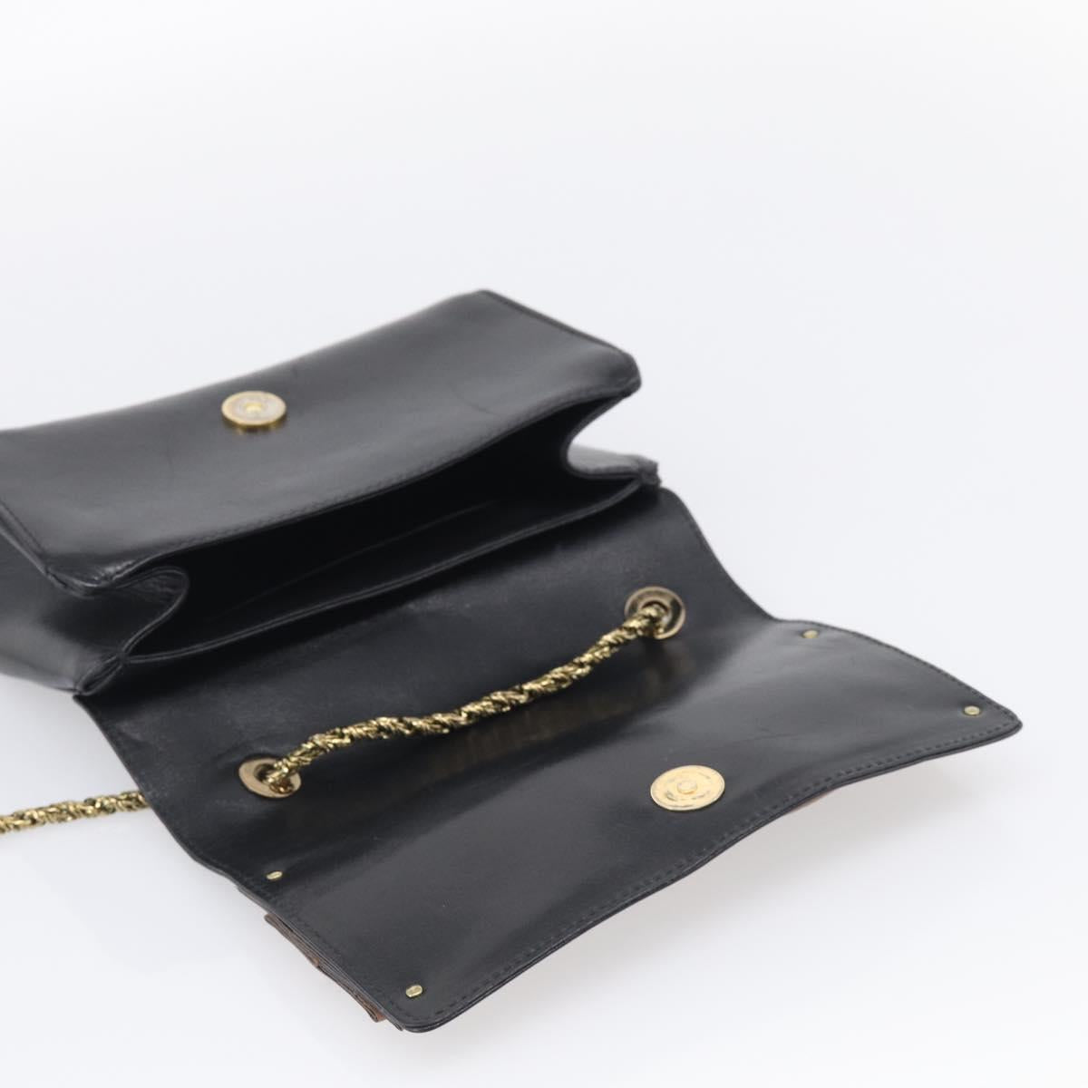Chloe Chain Shoulder Bag Leather Black Gold Auth 214938A