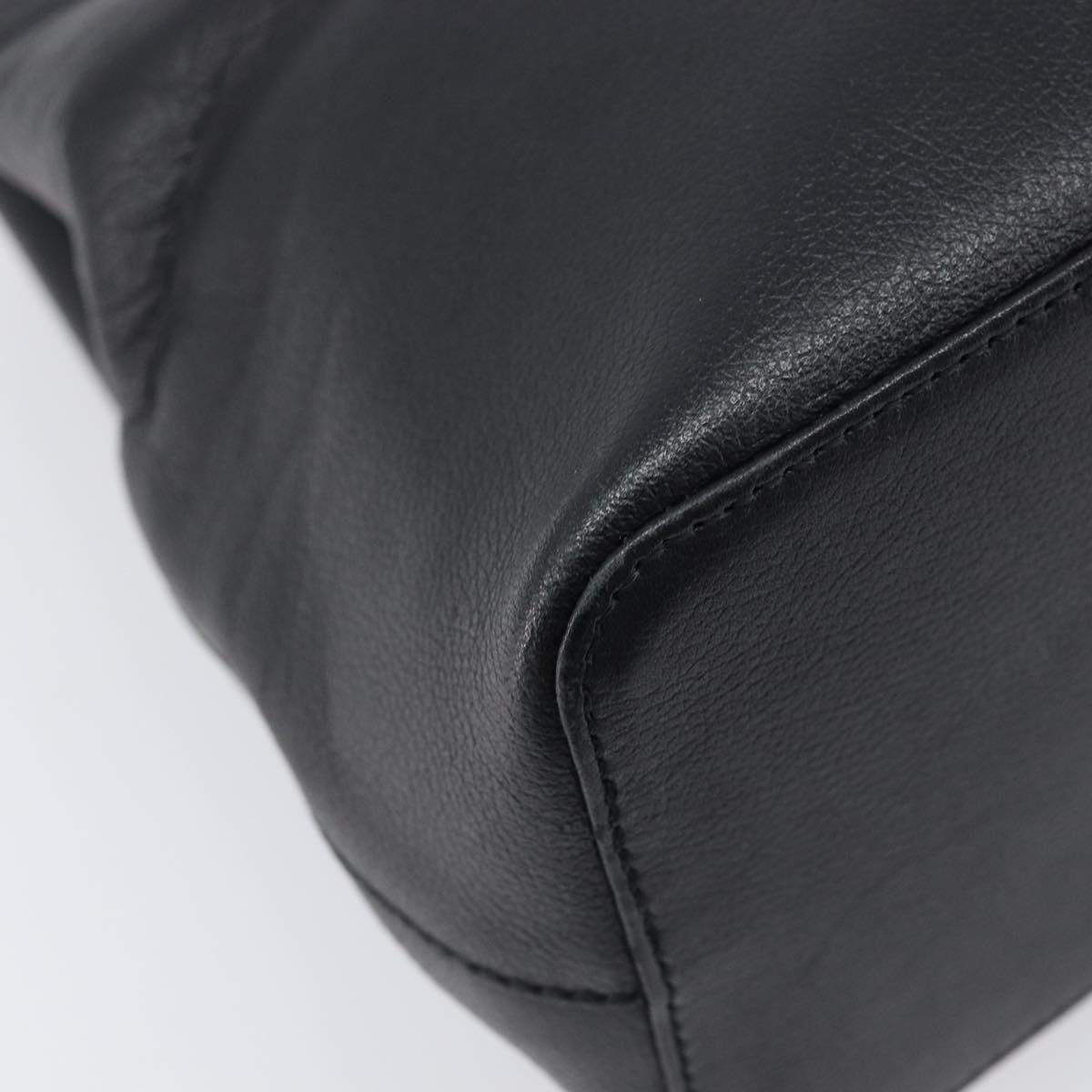 BURBERRY Hand Bag Leather Black Gold Auth 214941