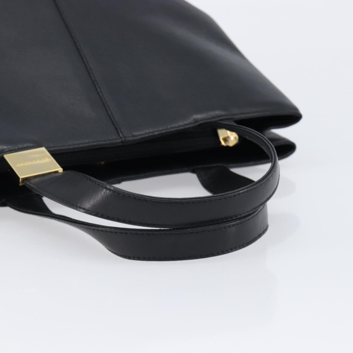 BURBERRY Hand Bag Leather Black Gold Auth 214941