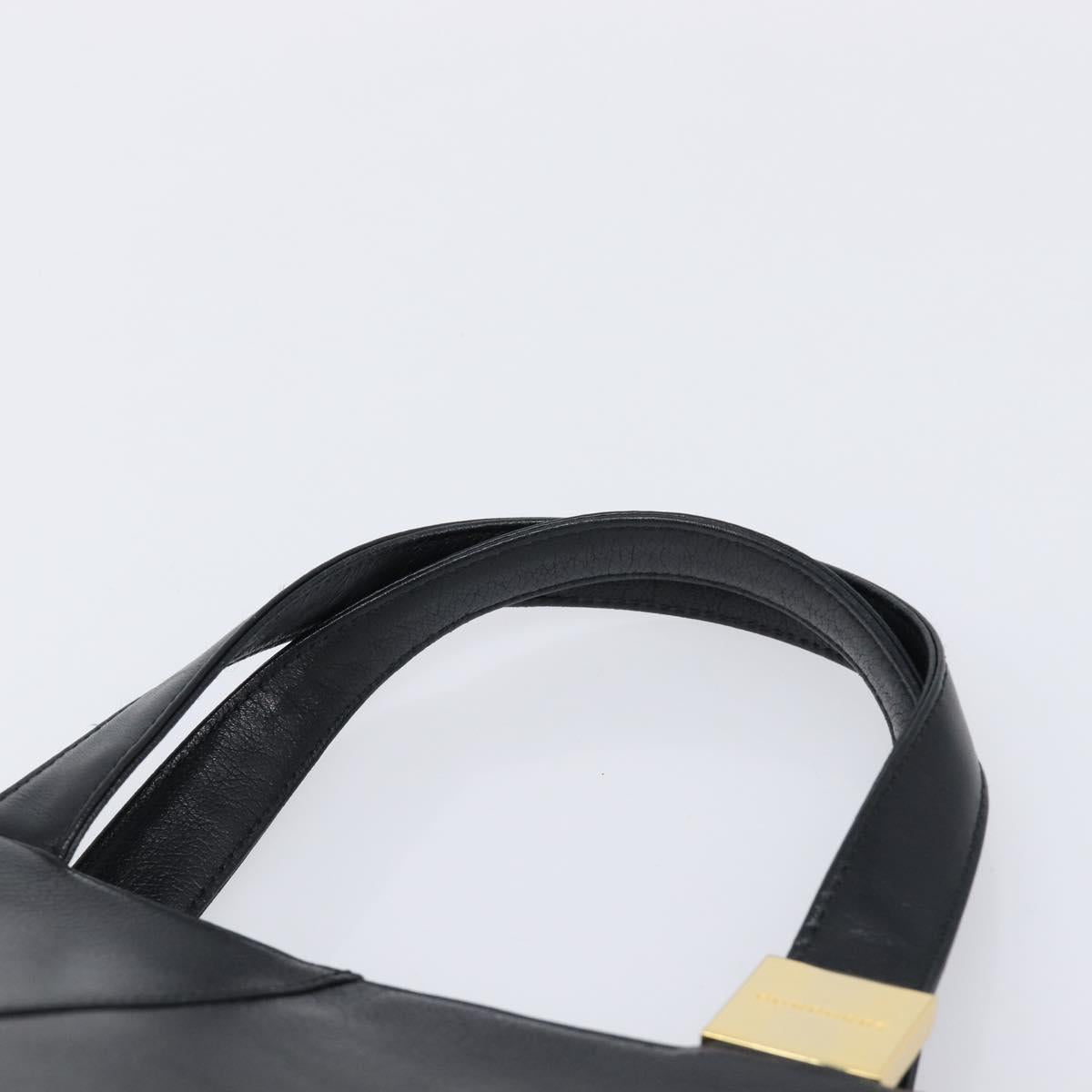BURBERRY Hand Bag Leather Black Gold Auth 214941