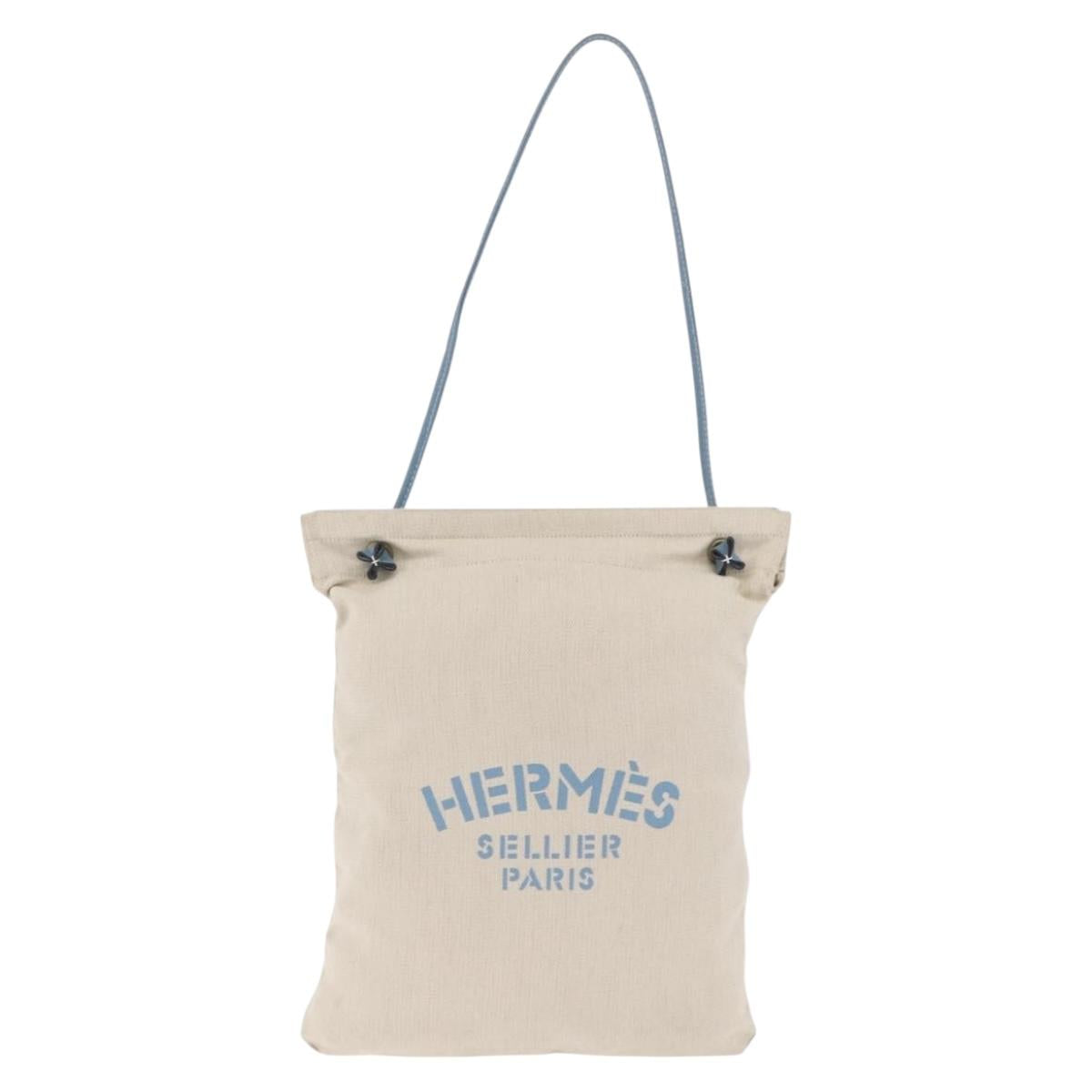 HERMES Aline PM Shoulder Bag Canvas Beige Gold Auth 214942A