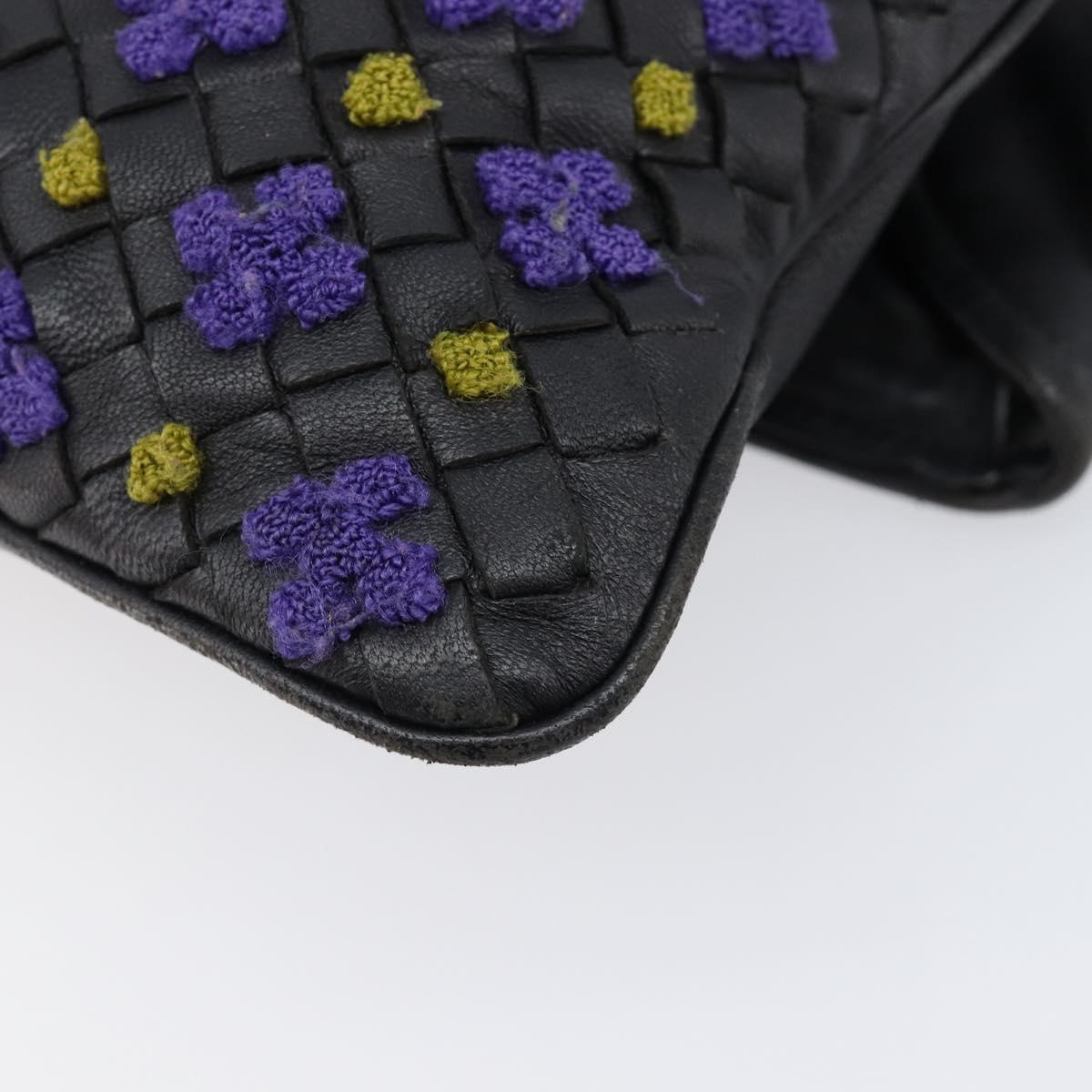 Bottega Veneta INTRECCIATO Clutch Bag Leather Black Auth 214944A