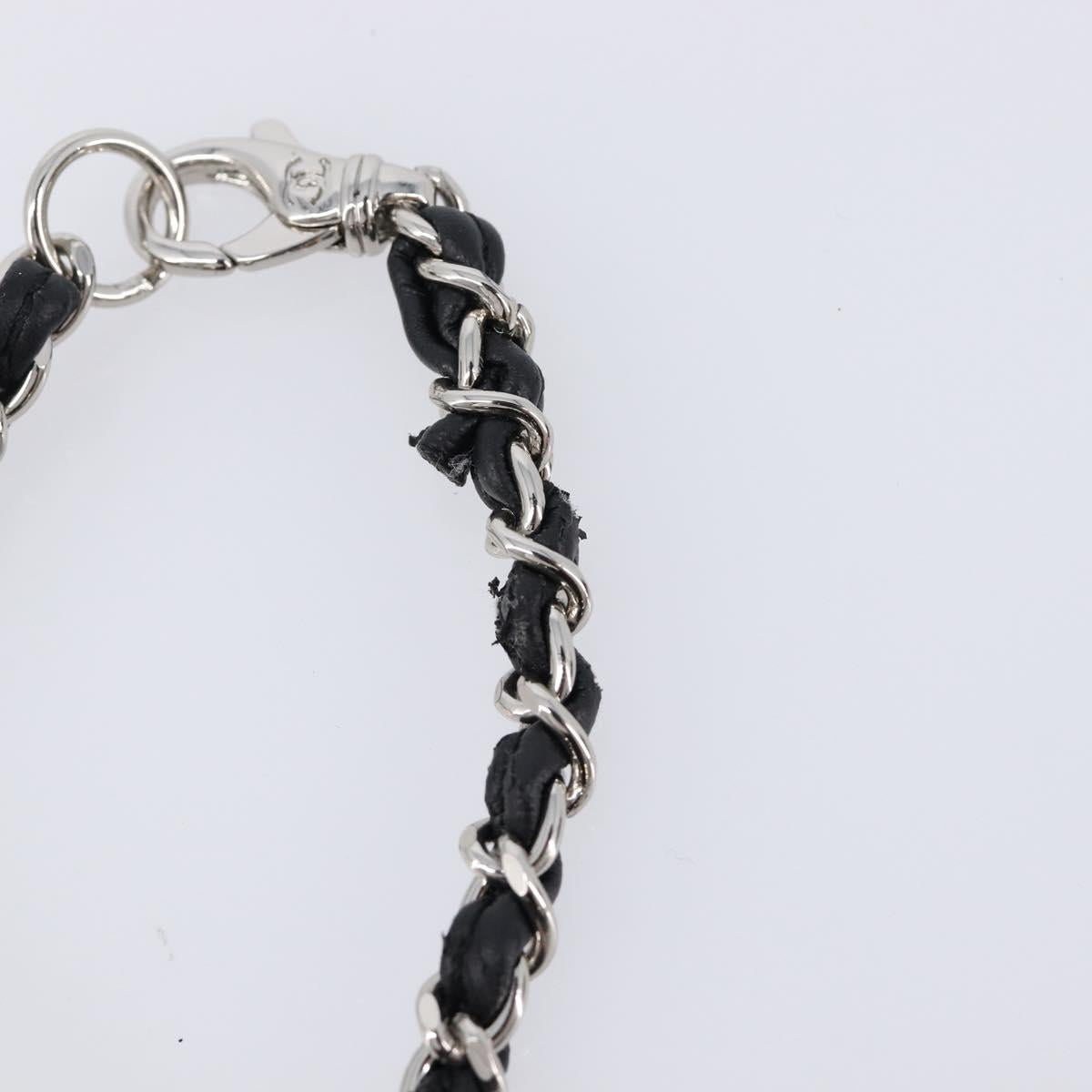 CHANEL Bag Charm Rubber Black Silver CC Auth 214946