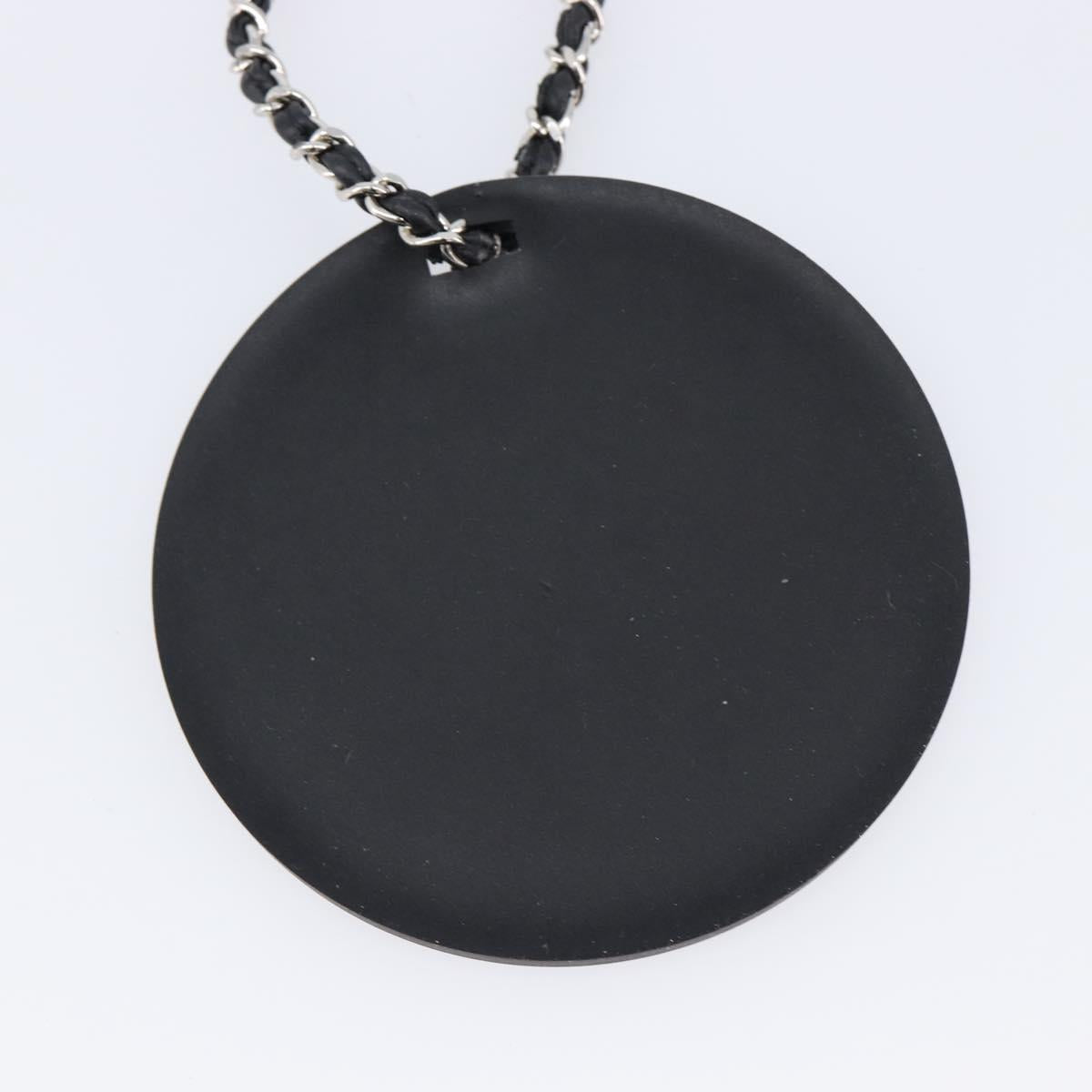 CHANEL Bag Charm Rubber Black Silver CC Auth 214946