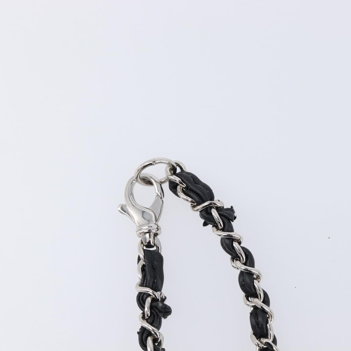 CHANEL Bag Charm Rubber Black Silver CC Auth 214946