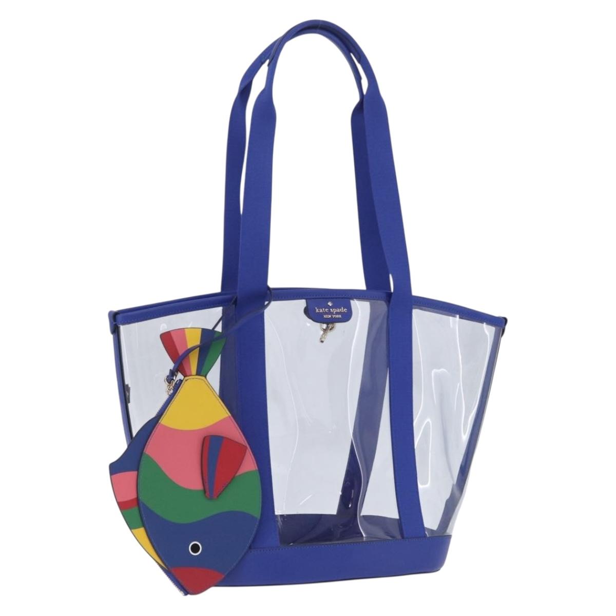 kate spade Tote Bag Leather Vinyl Blue Auth 214957A