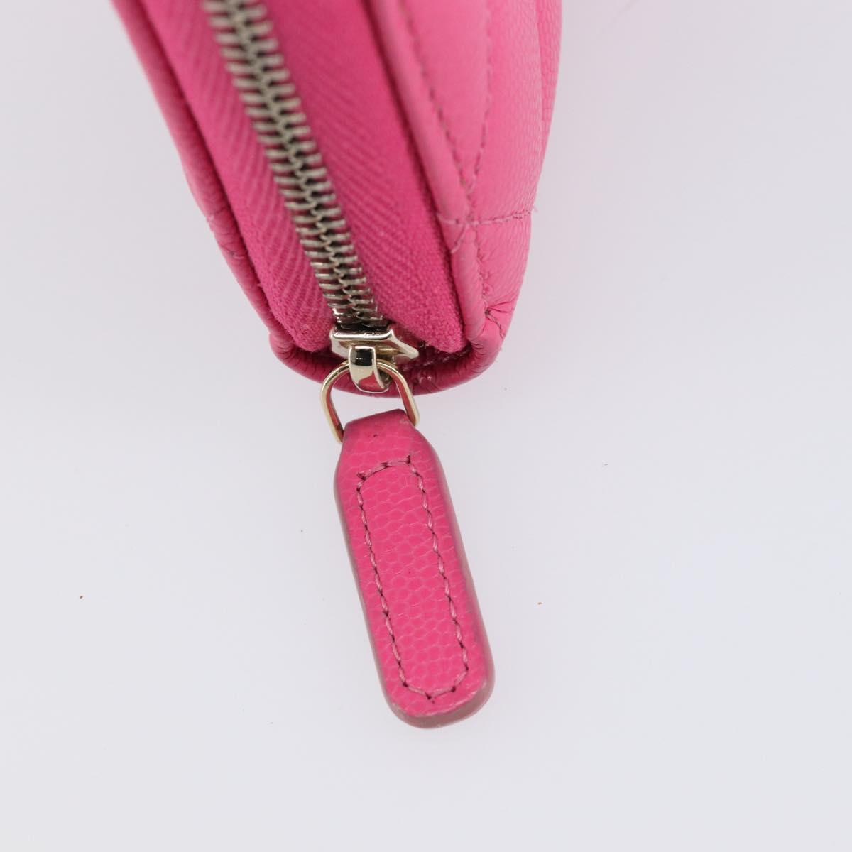 CHANEL Matelasse Wallet Caviar Skin Pink Gold CC Auth 214961M