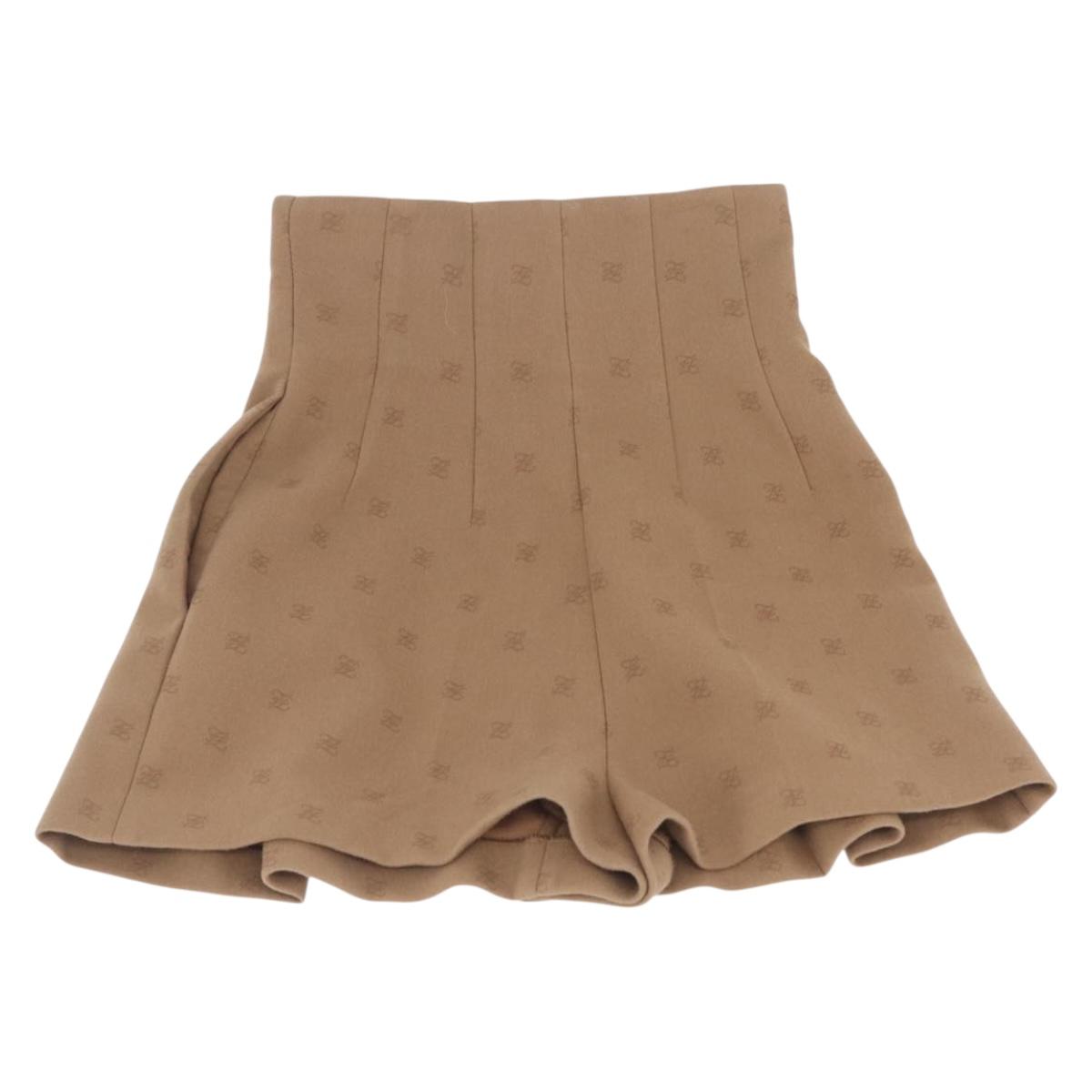 FENDI Skirt Wool Beige Auth 214962M
