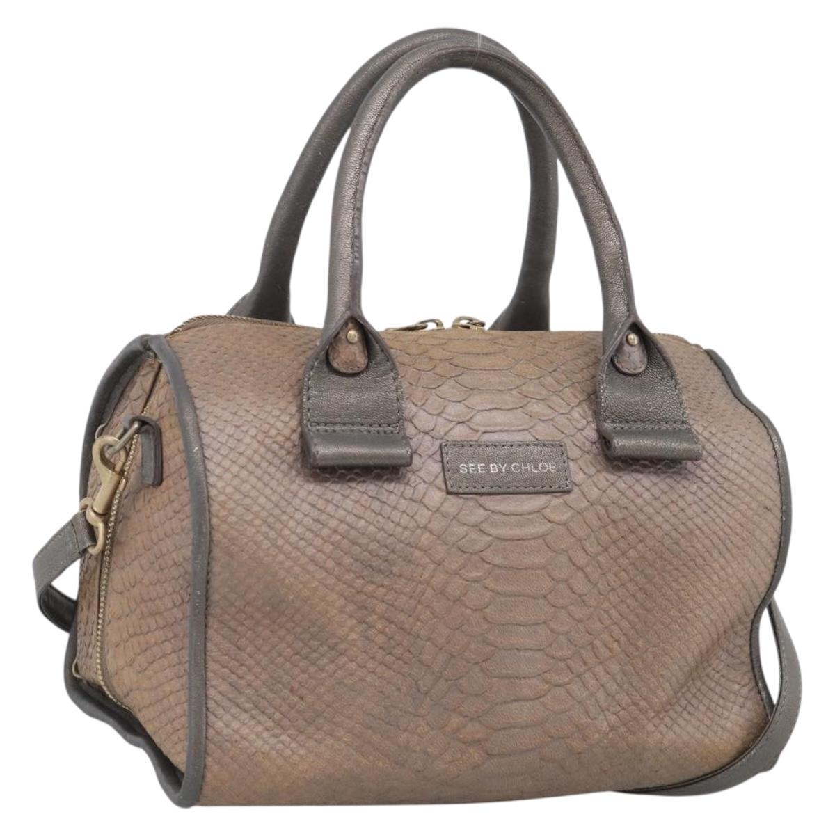 See By Chloe Shoulder Bag Leather Beige Gold Auth 214967A