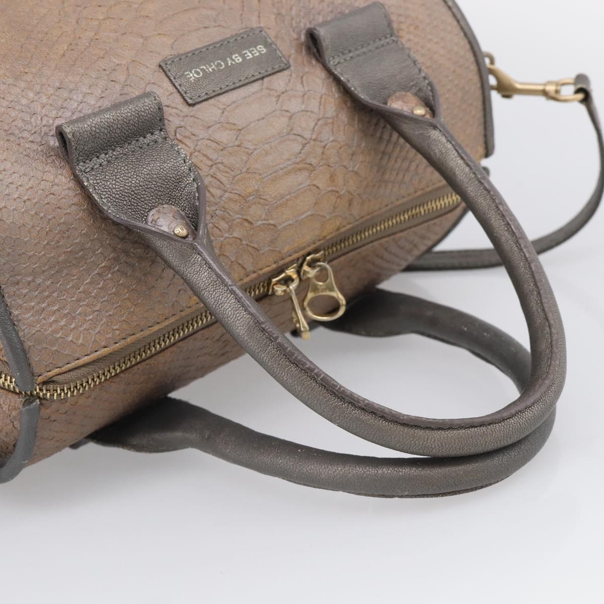 See By Chloe Shoulder Bag Leather Beige Gold Auth 214967A
