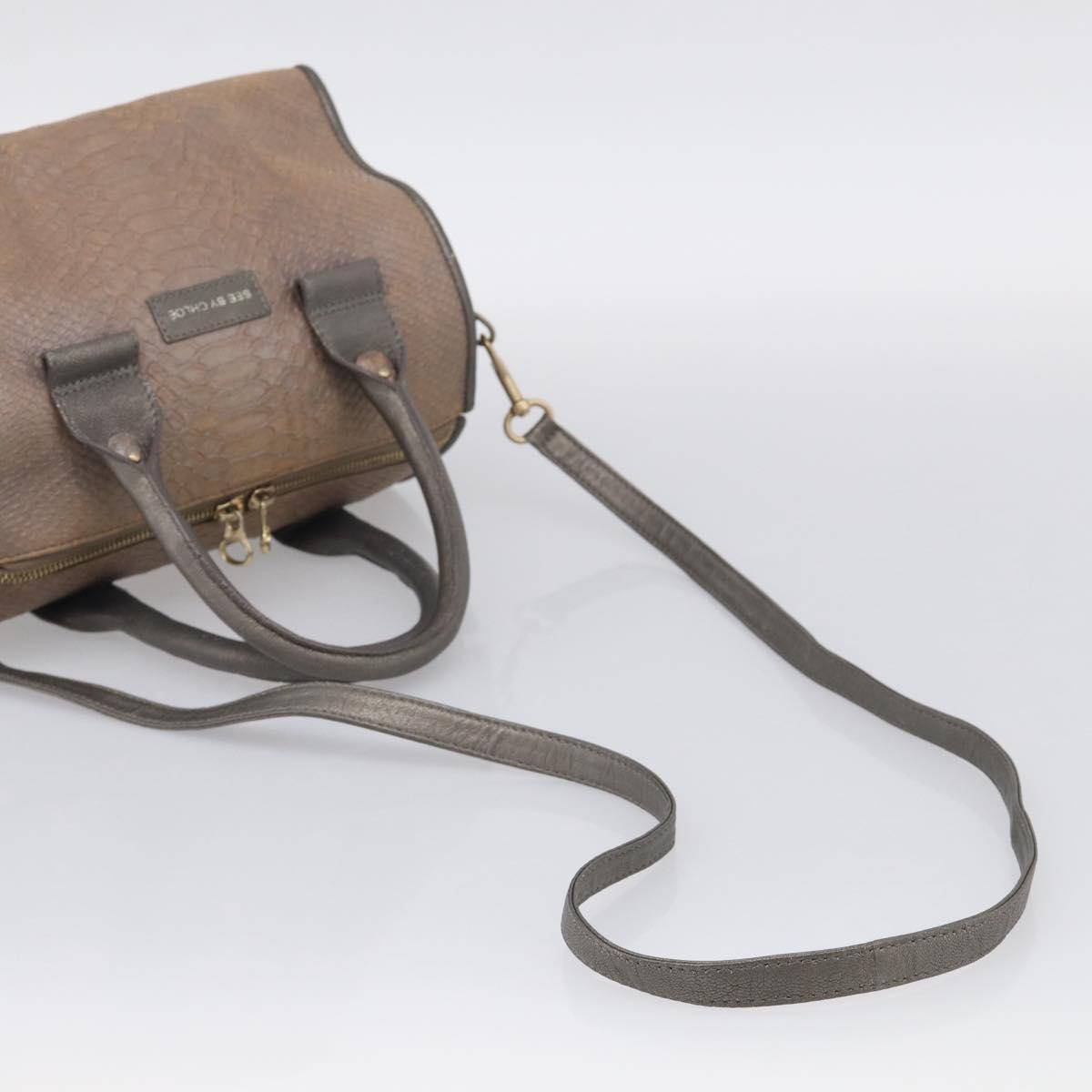 See By Chloe Shoulder Bag Leather Beige Gold Auth 214967A