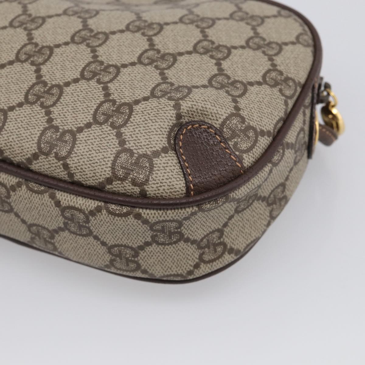 GUCCI GG Supreme Web Sherry Line Bag PVC Beige Gold 156 02 066 Auth 214970