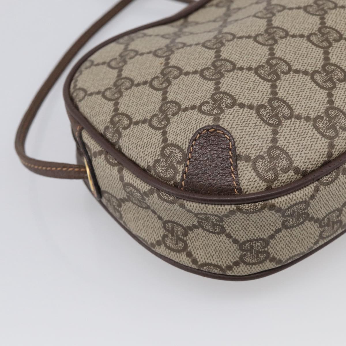 GUCCI GG Supreme Web Sherry Line Bag PVC Beige Gold 156 02 066 Auth 214970