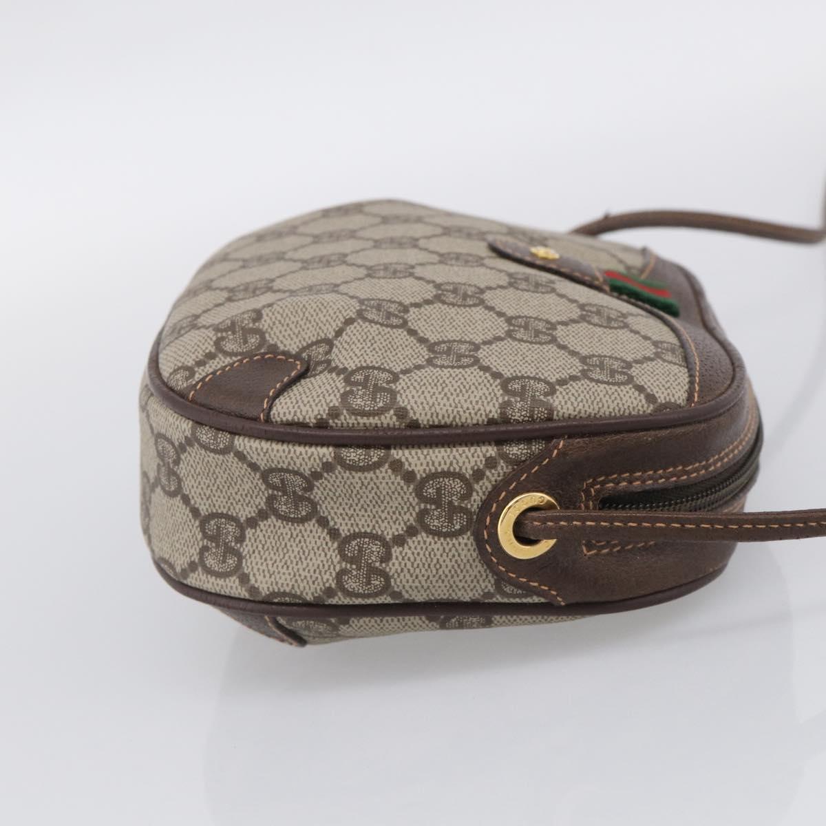 GUCCI GG Supreme Web Sherry Line Bag PVC Beige Gold 156 02 066 Auth 214970