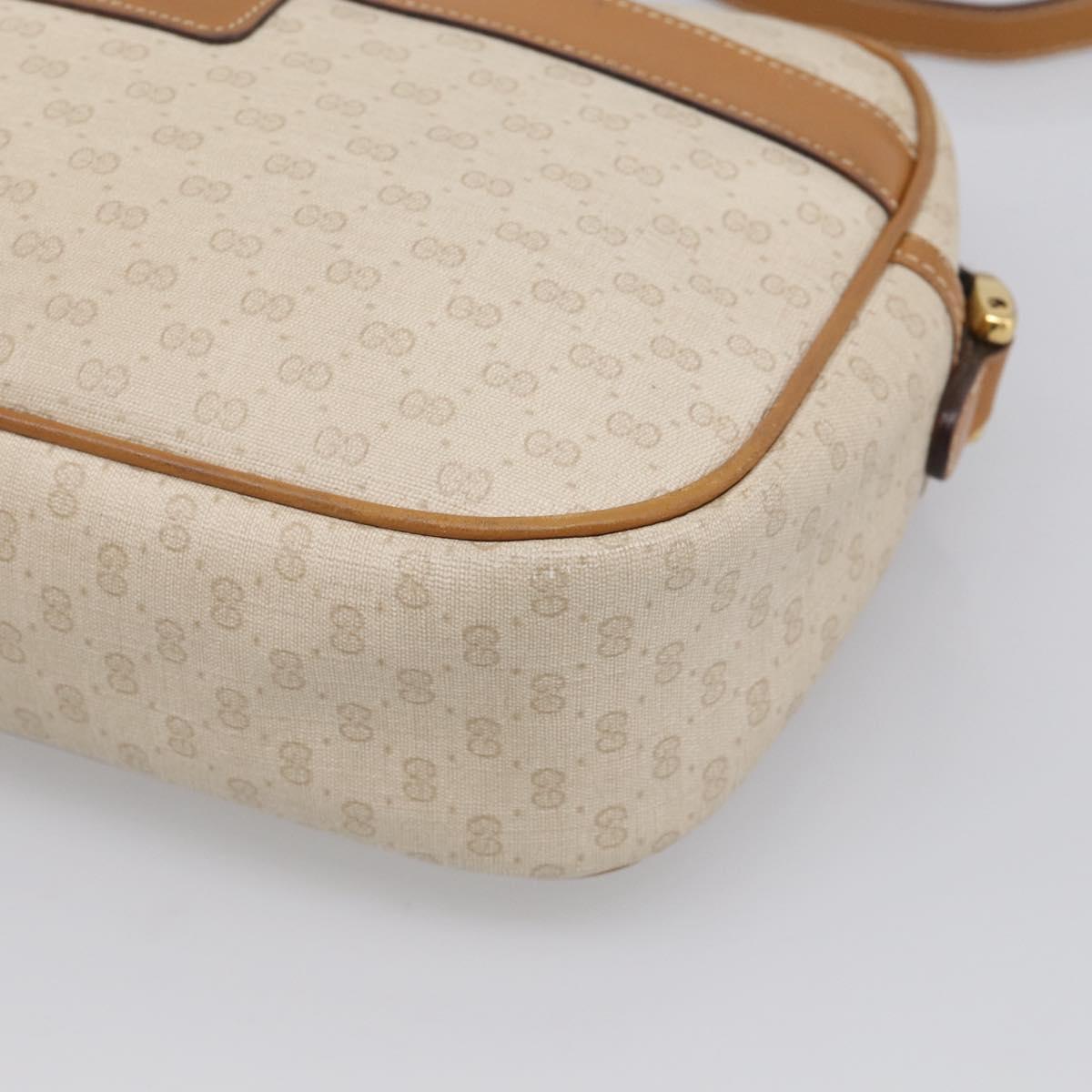 GUCCI Micro GG Supreme Shoulder Bag PVC Beige Gold Auth 215187