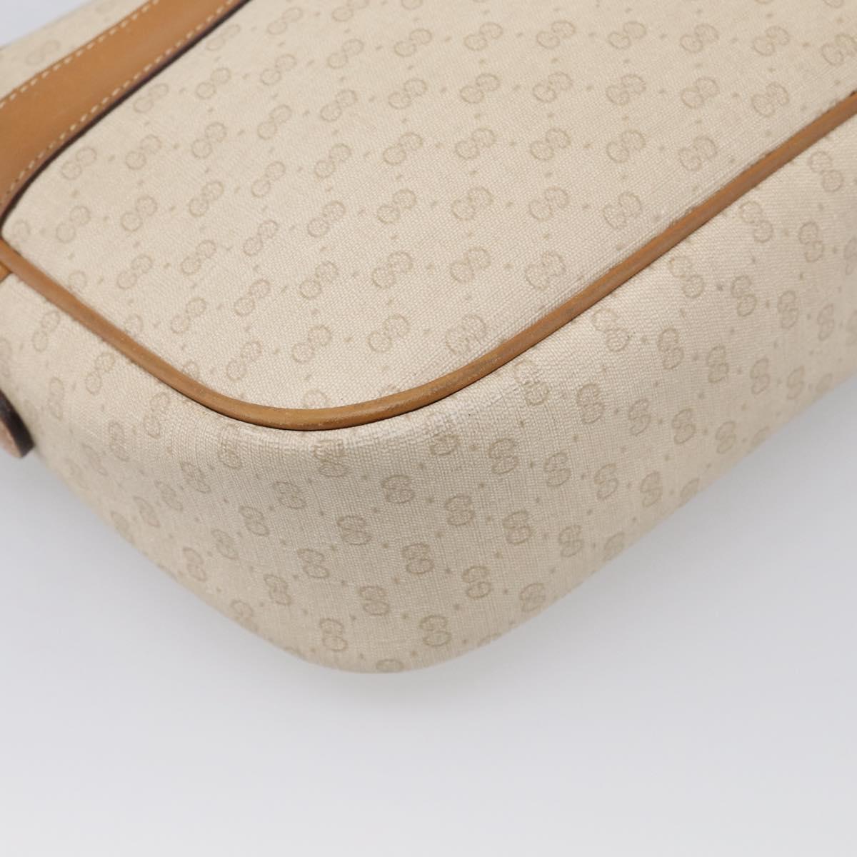 GUCCI Micro GG Supreme Shoulder Bag PVC Beige Gold Auth 215187