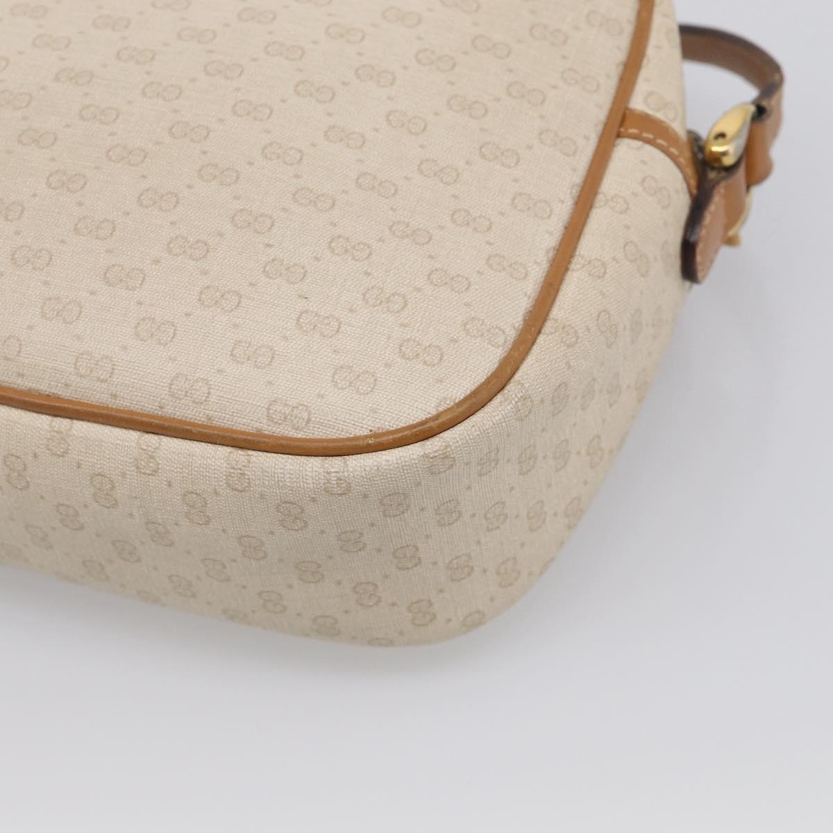 GUCCI Micro GG Supreme Shoulder Bag PVC Beige Gold Auth 215187