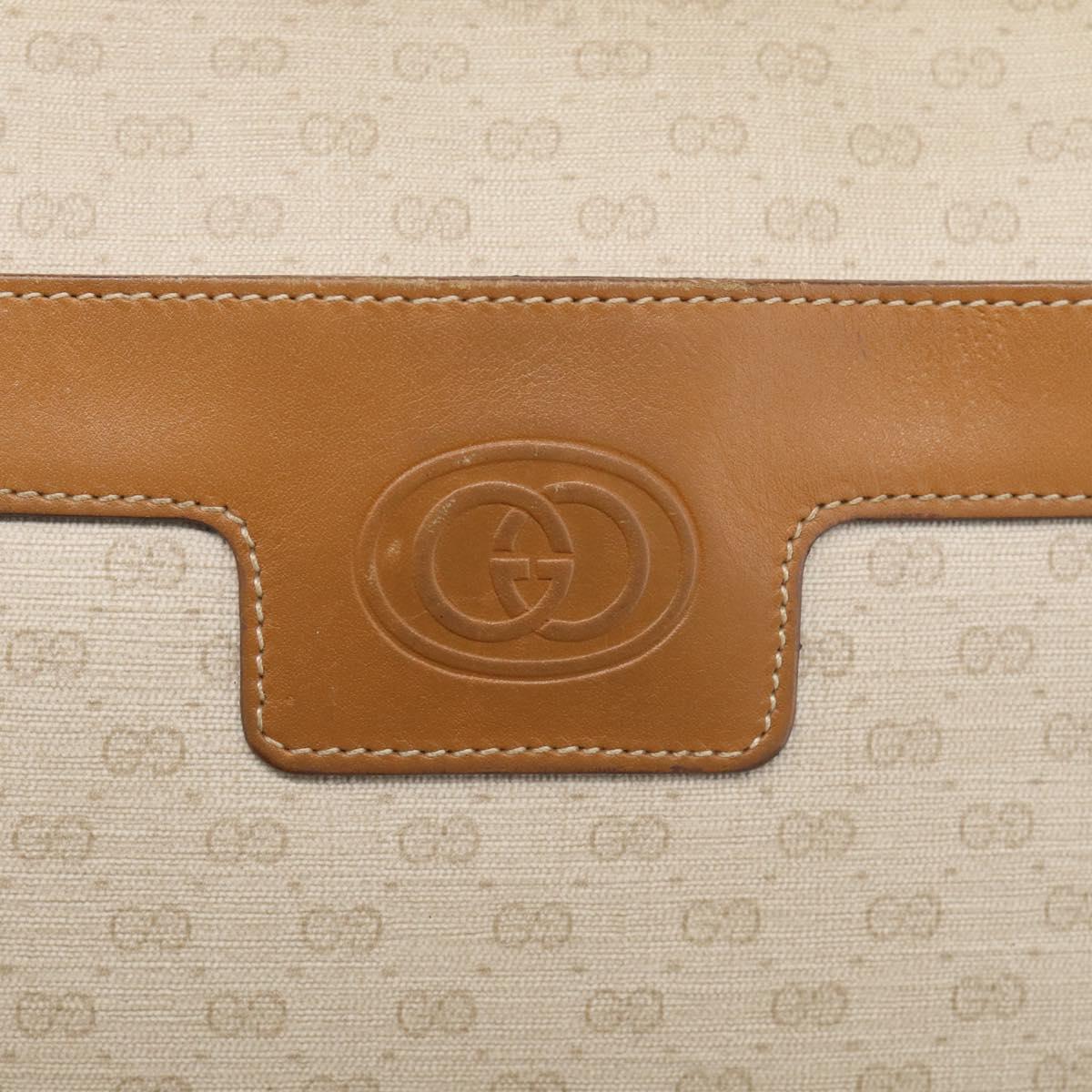 GUCCI Micro GG Supreme Shoulder Bag PVC Beige Gold Auth 215187