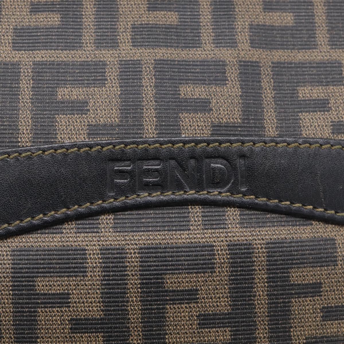 FENDI Zucca Canvas Shoulder Bag PVC Brown Black Auth 215188A