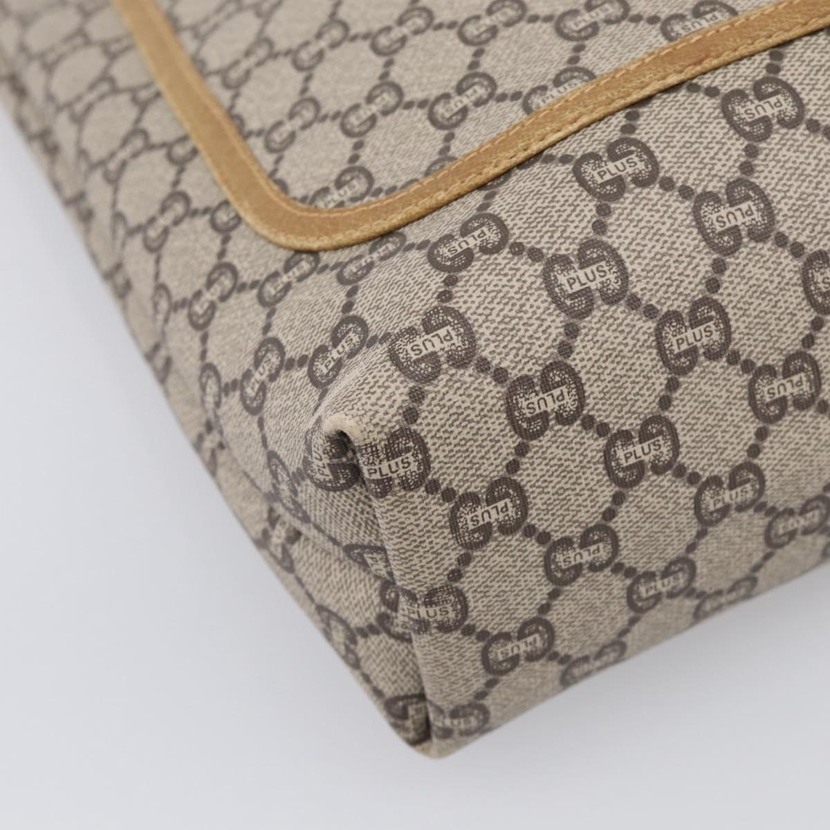 GUCCI GG Plus Supreme Tote Bag PVC Beige Gold Auth 215189