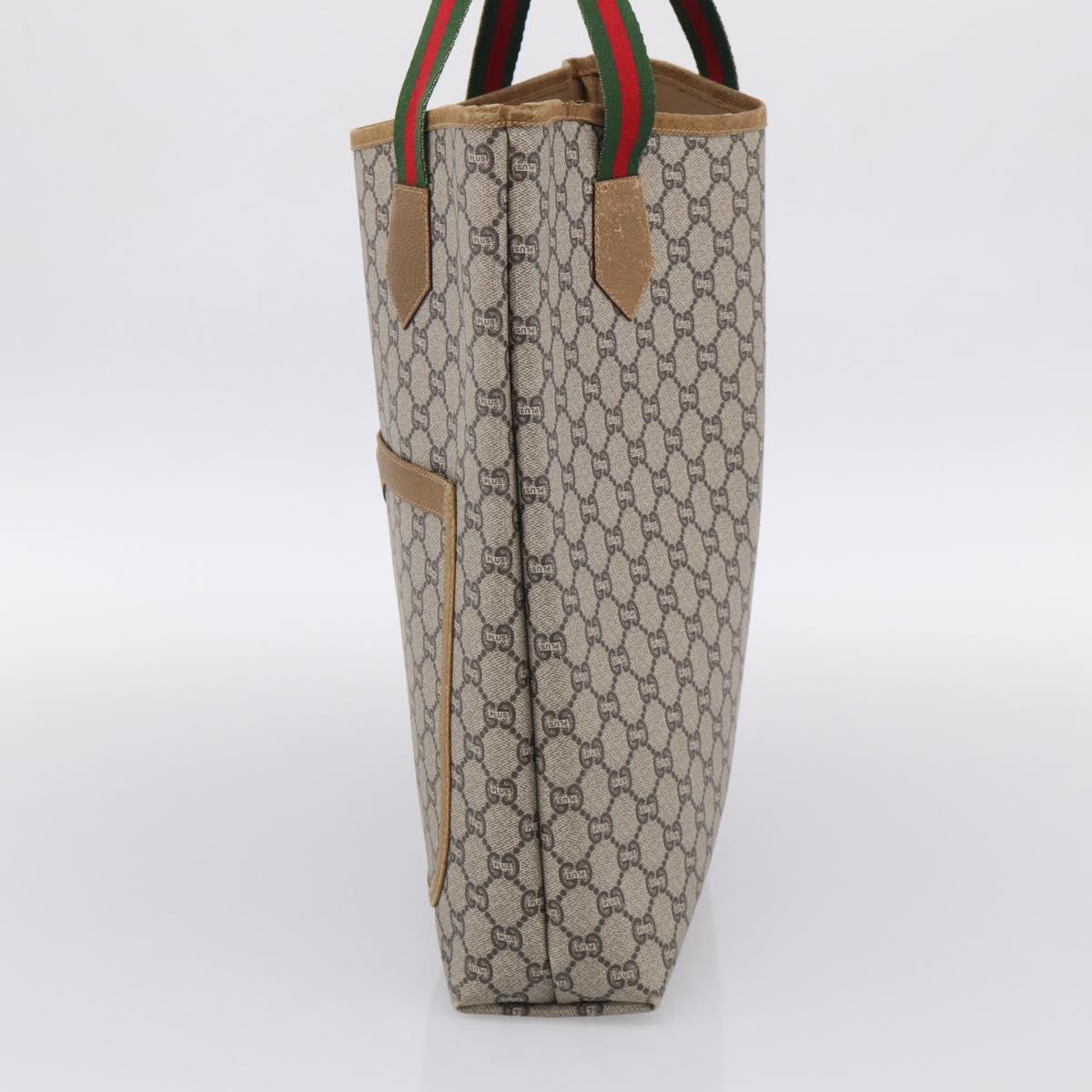 GUCCI GG Plus Supreme Tote Bag PVC Beige Gold Auth 215189