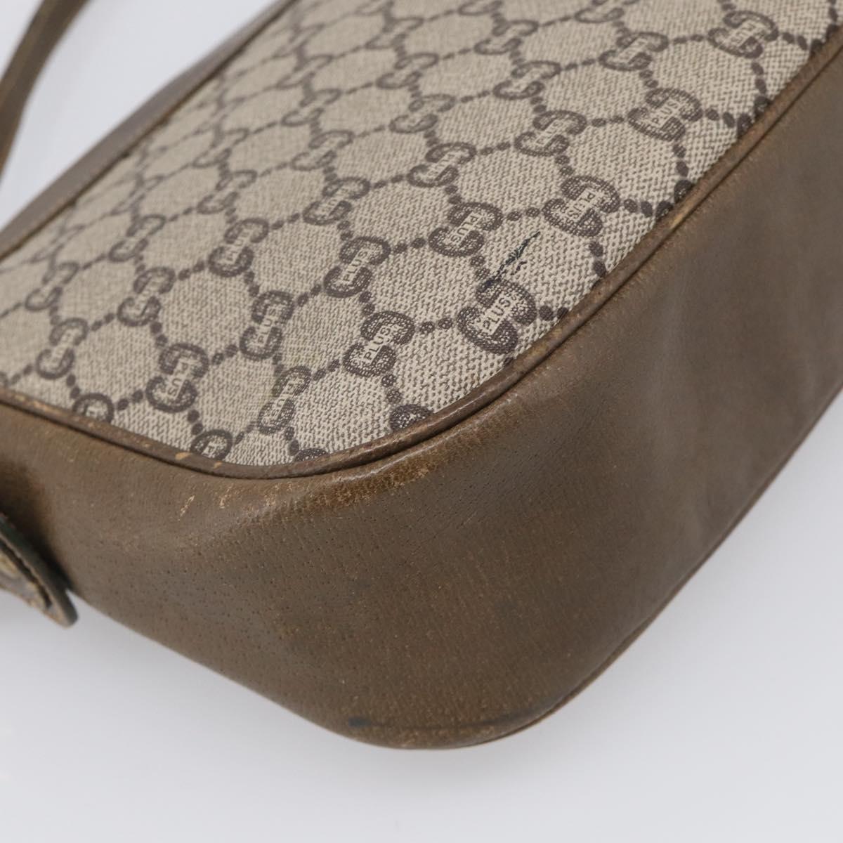 GUCCI GG Plus Supreme Shoulder Bag PVC Leather Beige Gold Auth 215190