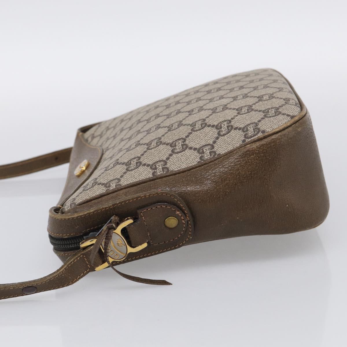 GUCCI GG Plus Supreme Shoulder Bag PVC Leather Beige Gold Auth 215190