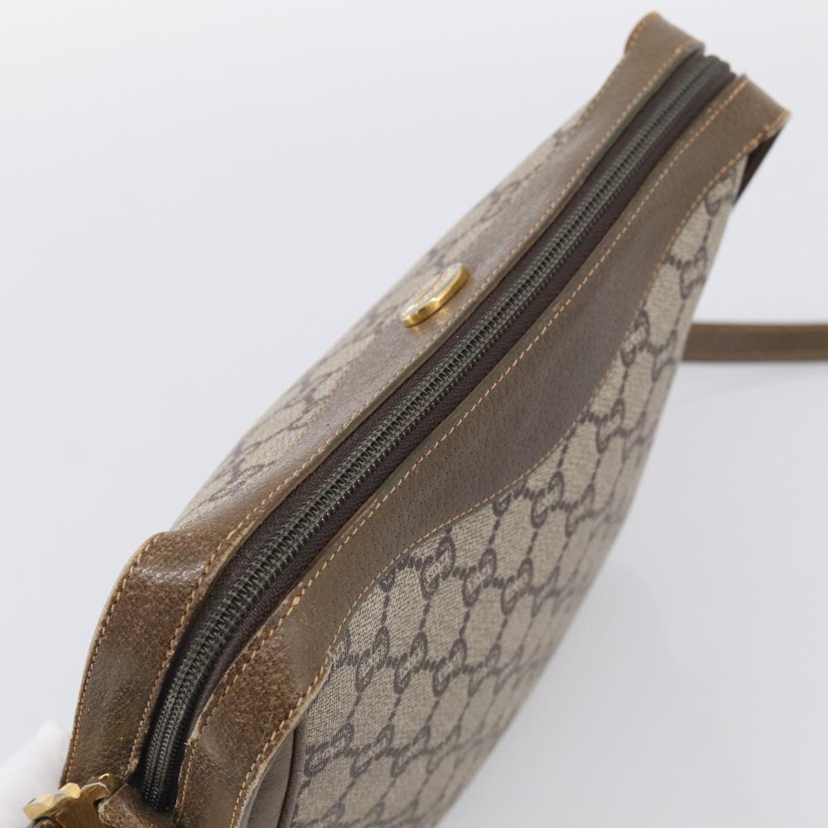 GUCCI GG Plus Supreme Shoulder Bag PVC Leather Beige Gold Auth 215190