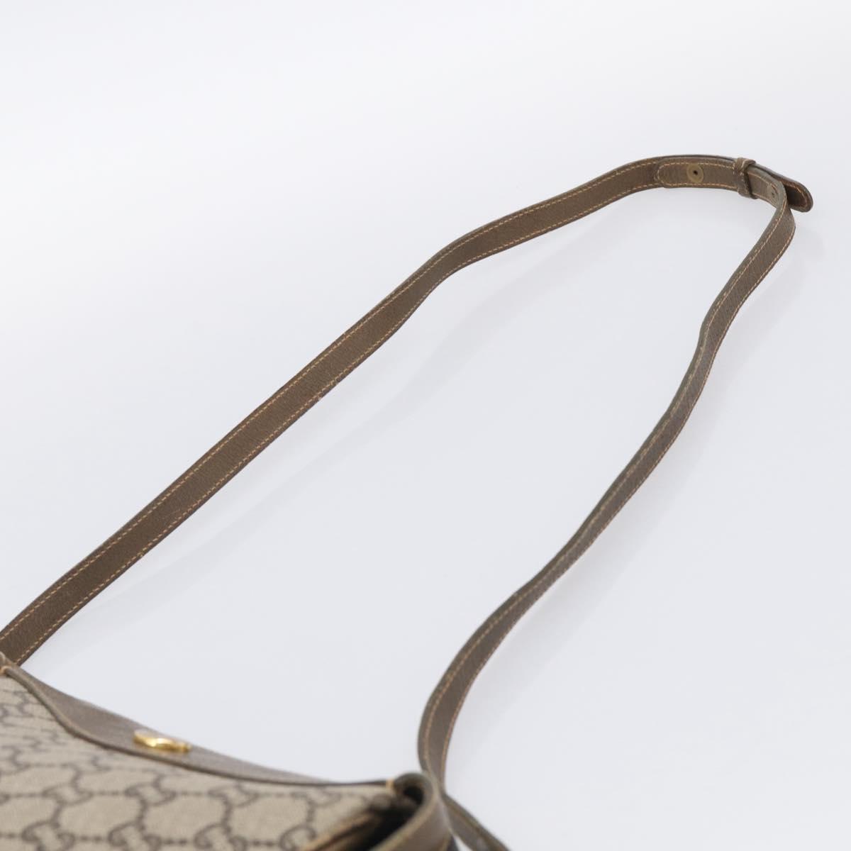 GUCCI GG Plus Supreme Shoulder Bag PVC Leather Beige Gold Auth 215190