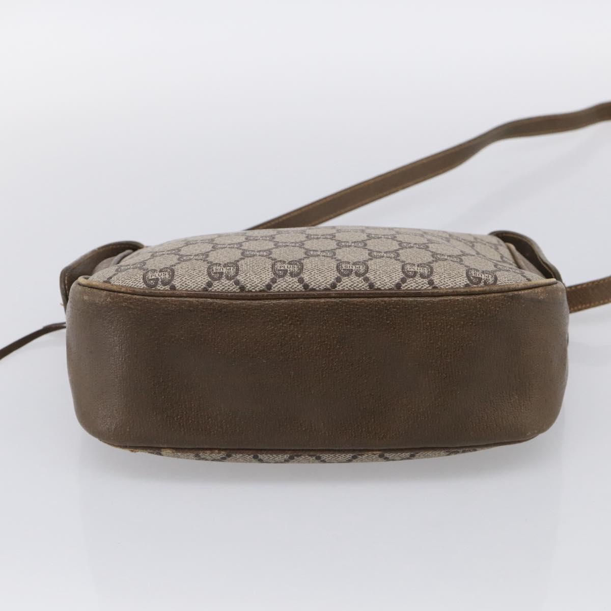 GUCCI GG Plus Supreme Shoulder Bag PVC Leather Beige Gold Auth 215190