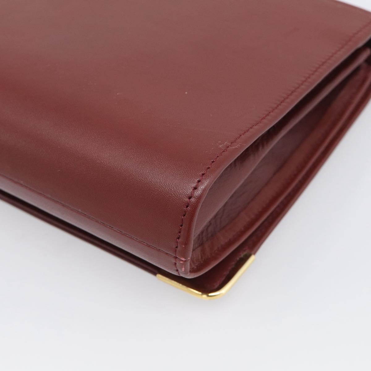 Cartier Must Line Clutch Bag Leather Bordeaux Gold Auth 215191