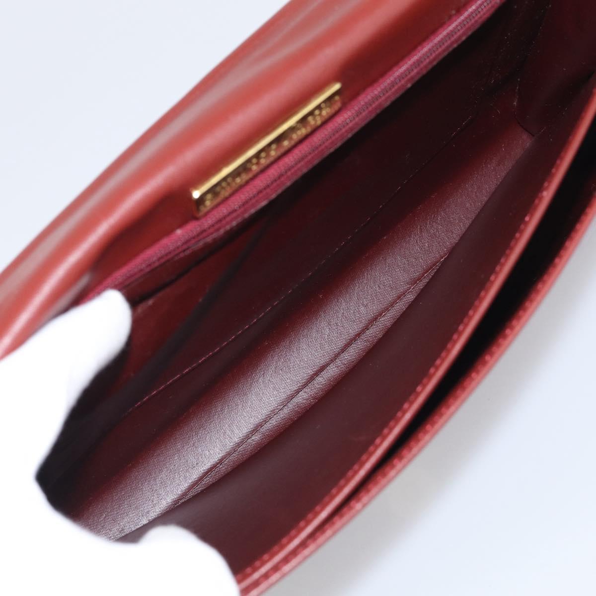 Cartier Must Line Clutch Bag Leather Bordeaux Gold Auth 215191