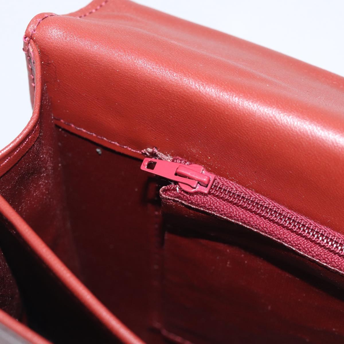 Cartier Must Line Clutch Bag Leather Bordeaux Gold Auth 215191