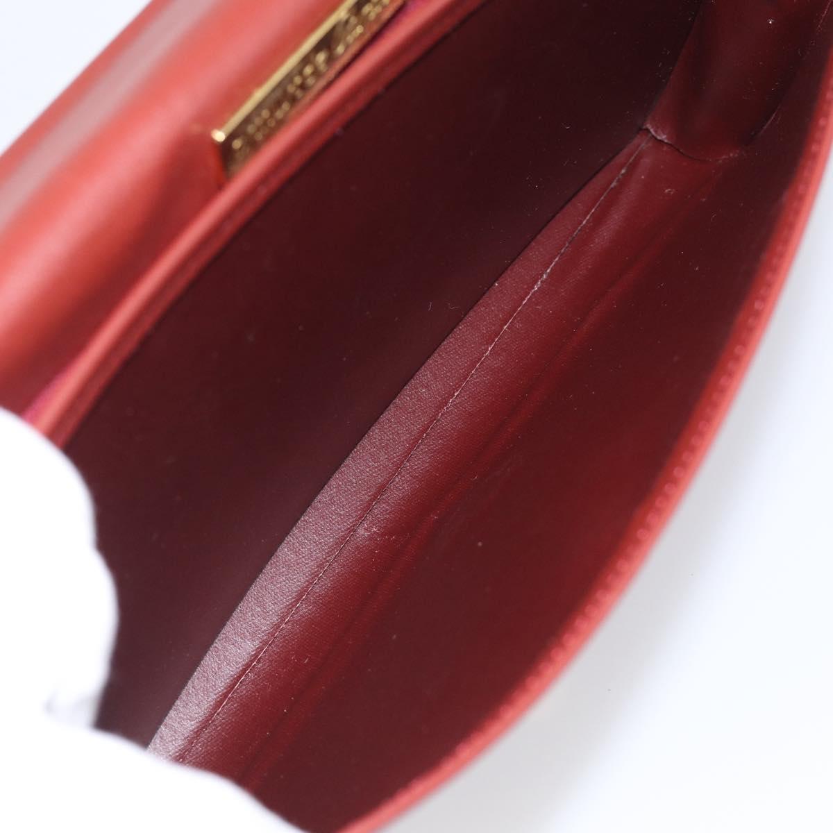 Cartier Must Line Clutch Bag Leather Bordeaux Gold Auth 215191