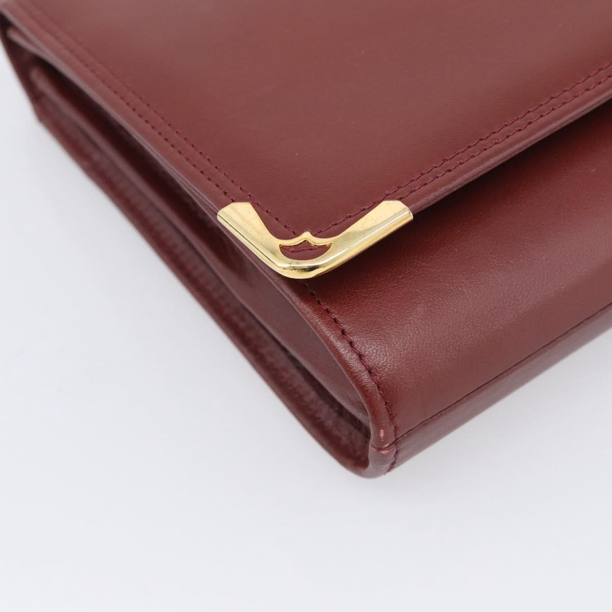 Cartier Must Line Clutch Bag Leather Bordeaux Gold Auth 215191