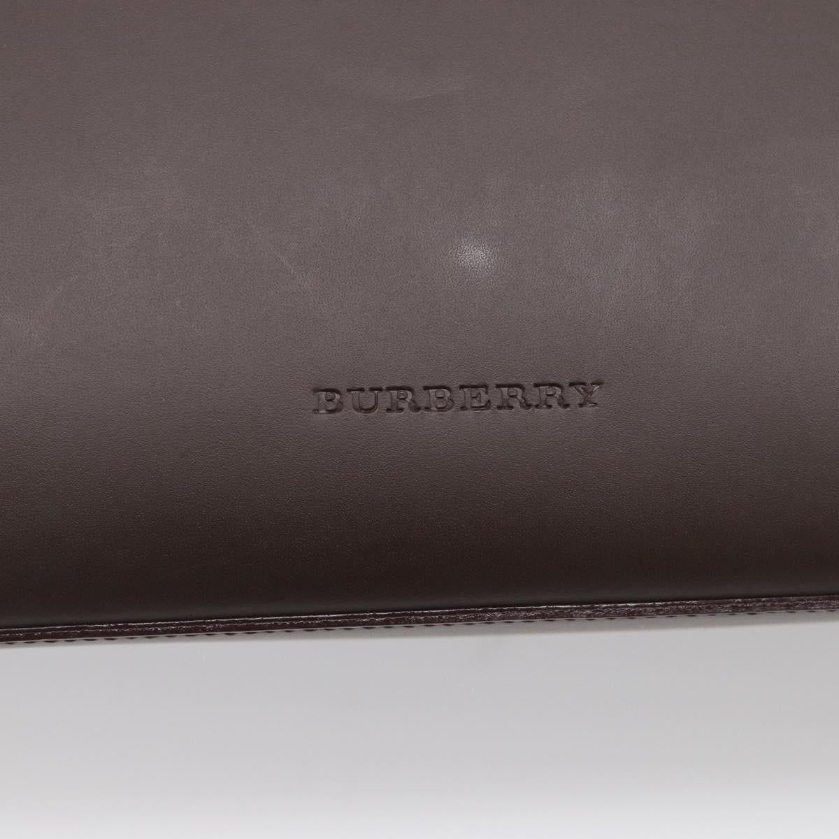 BURBERRY Tote Bag Leather Brown Silver Auth 215195