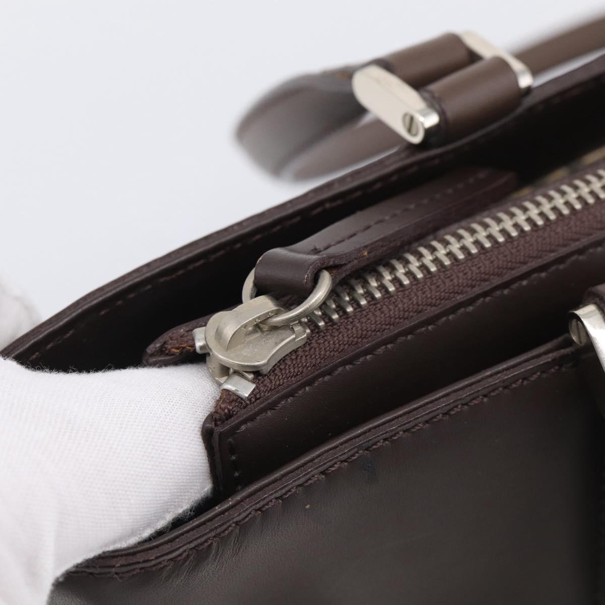 BURBERRY Tote Bag Leather Brown Silver Auth 215195